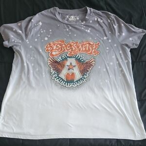 Aerosmith Graphic Tee in Gray and White